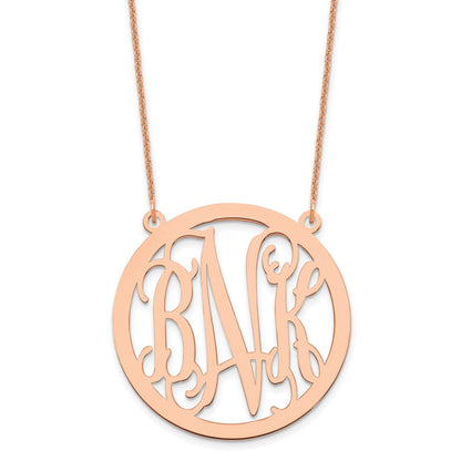 14K Roségold Groß Rund Monogramm Halskette