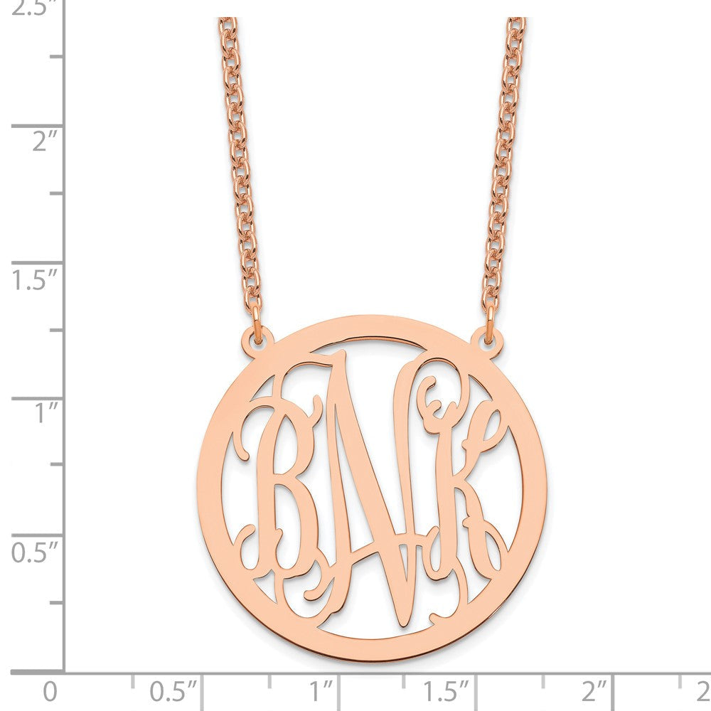 Roségoldbeschichtet Sterlingsilber /rose Groß Rund Monogramm Halskette