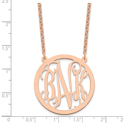 Roségoldbeschichtet Sterlingsilber /rose Groß Rund Monogramm Halskette