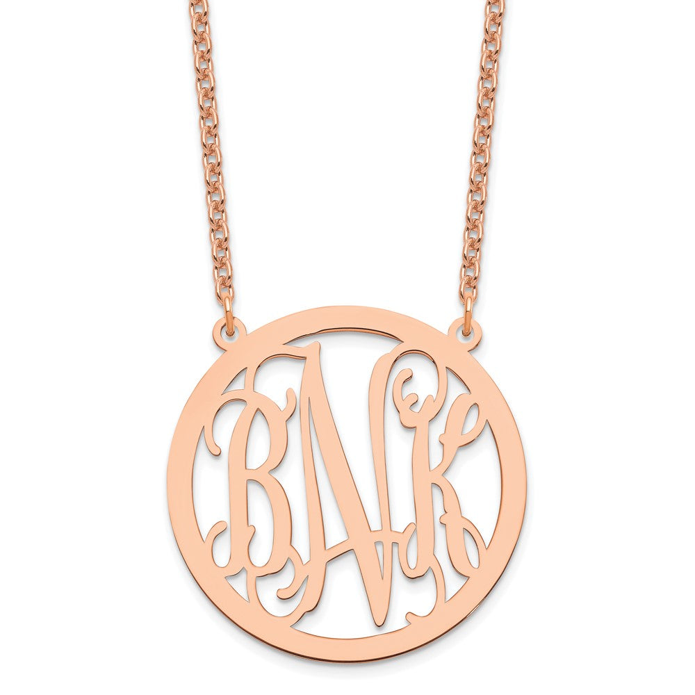Roségoldbeschichtet Sterlingsilber /rose Groß Rund Monogramm Halskette