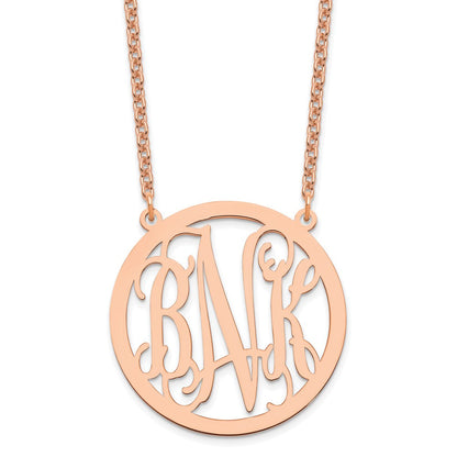 Roségoldbeschichtet Sterlingsilber /rose Groß Rund Monogramm Halskette