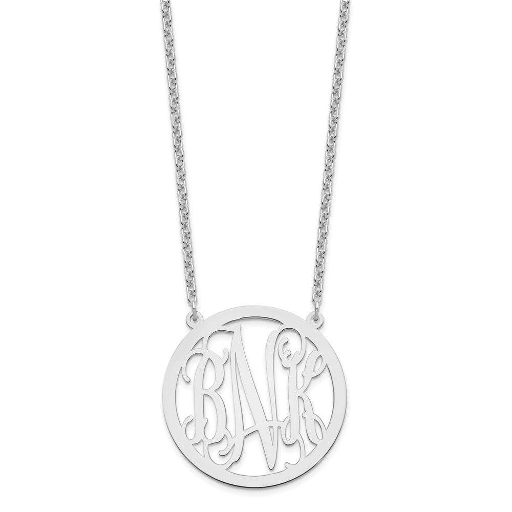 Sterlingsilber Silber/rhodiniert Groß Rund Monogramm Halskette
