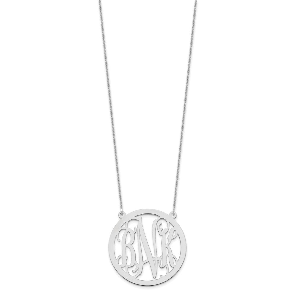 14K Weißgold Groß Rund Monogramm Halskette