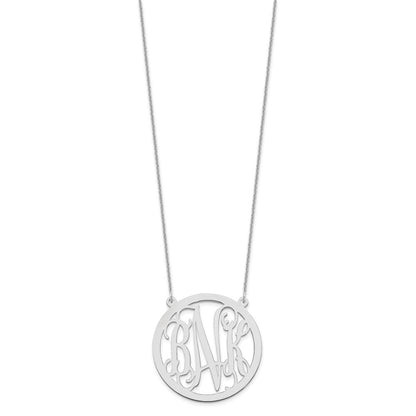 14K Weißgold Groß Rund Monogramm Halskette