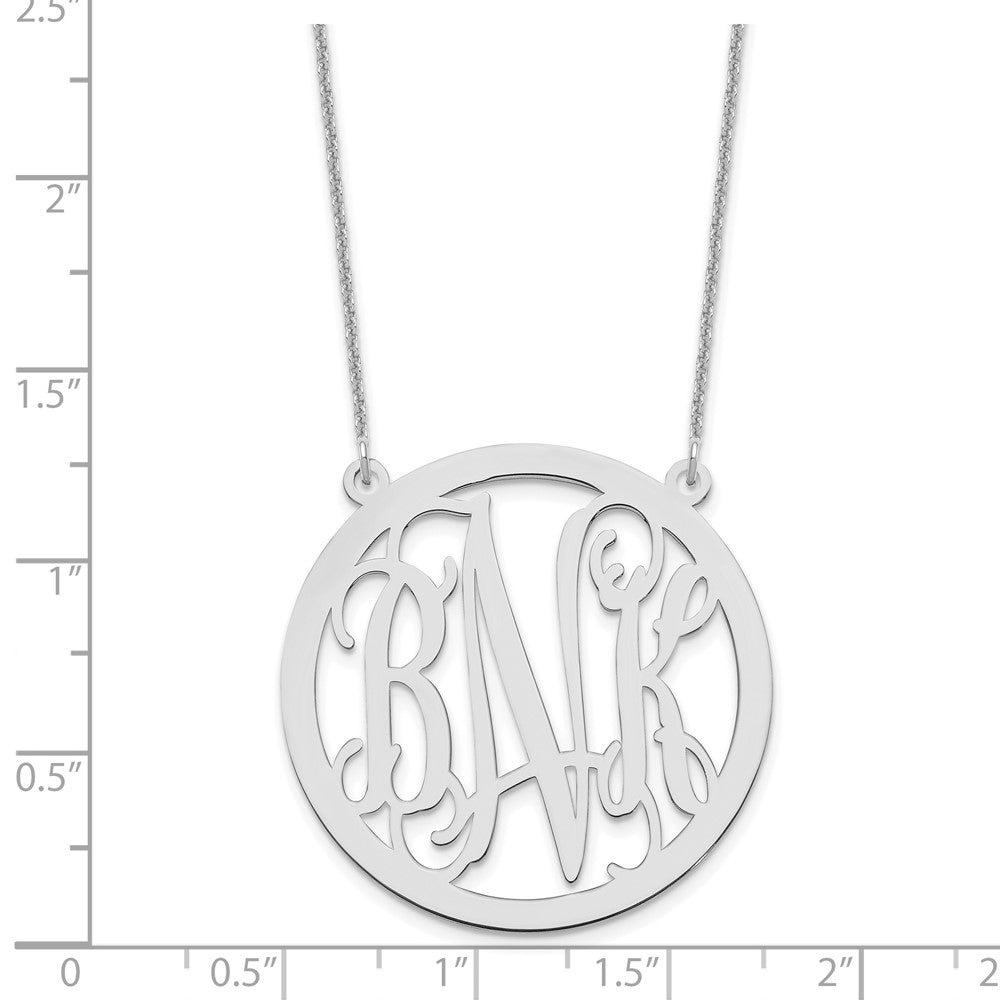 14K Weißgold Groß Rund Monogramm Halskette