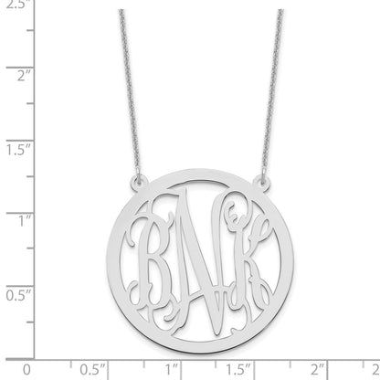 14K Weißgold Groß Rund Monogramm Halskette