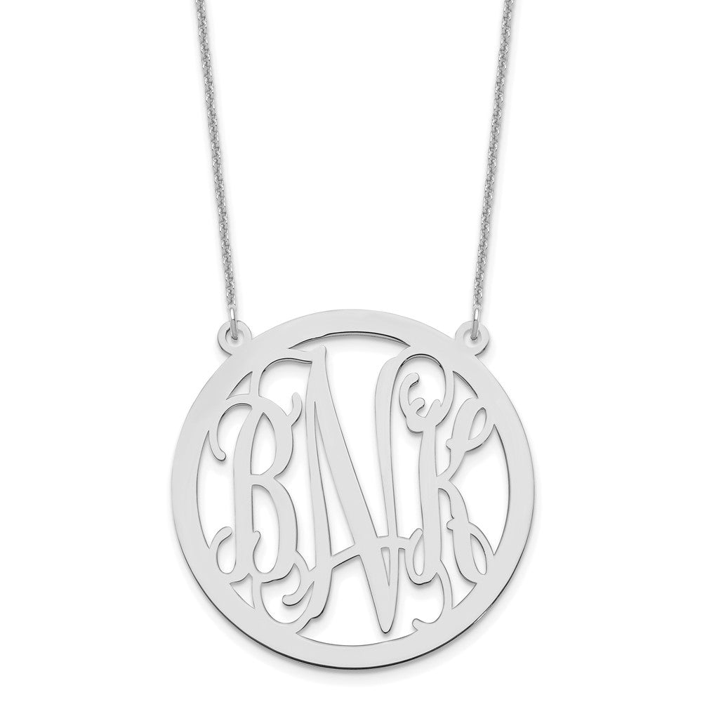 14K Weißgold Groß Rund Monogramm Halskette