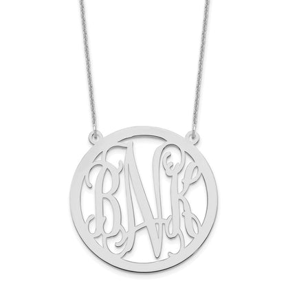 14K Weißgold Groß Rund Monogramm Halskette