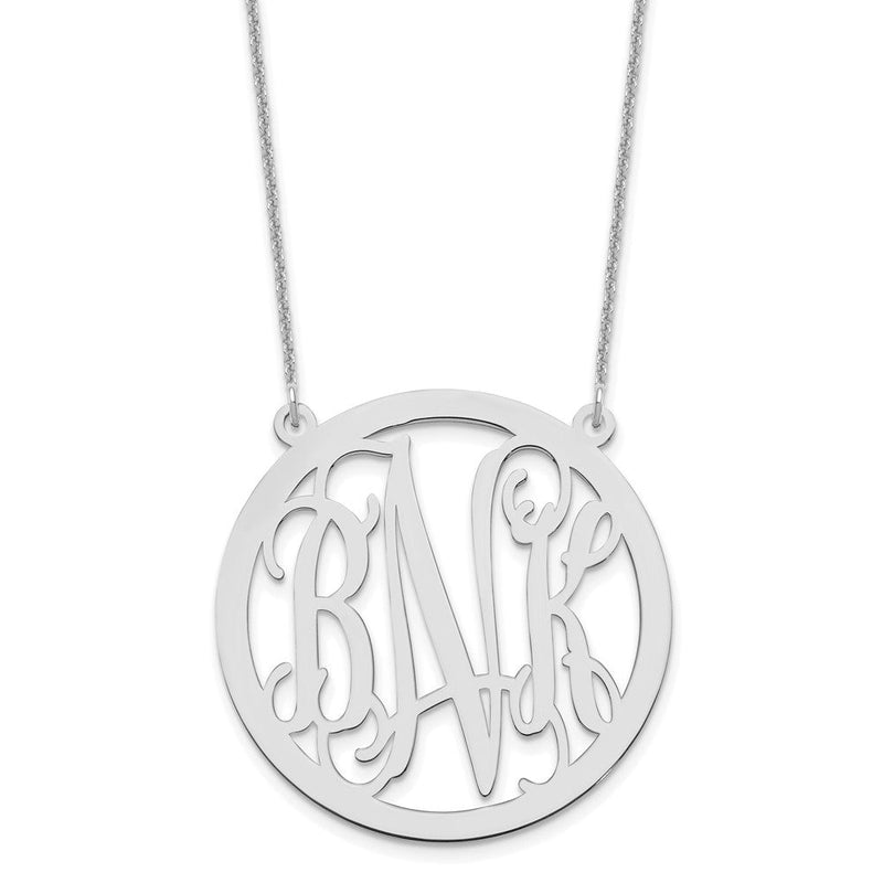 14K Weißgold Groß Rund Monogramm Halskette