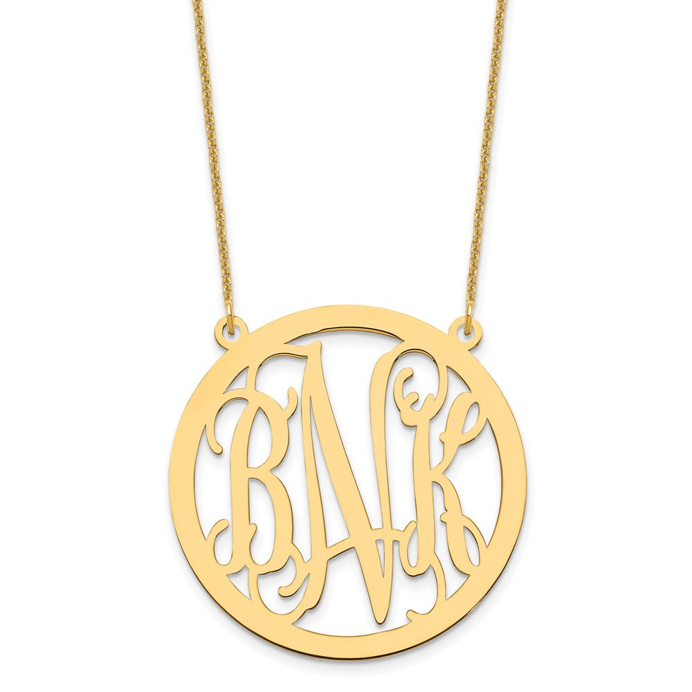 14K Gelbgold Groß Rund Monogramm Halskette