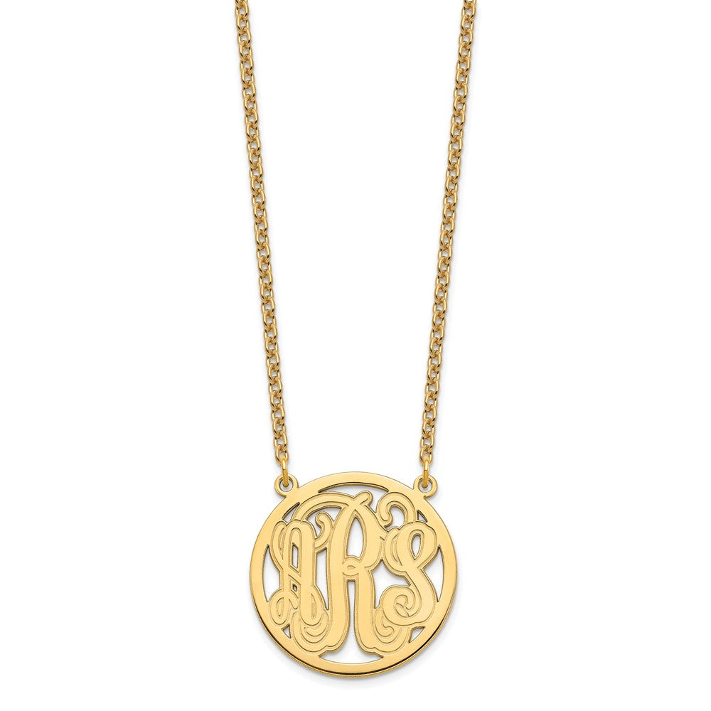 Vergoldet Sterlingsilber /gold Geätzt Rund Monogramm Halskette