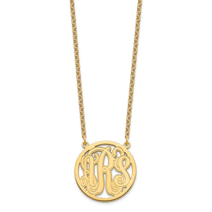 Vergoldet Sterlingsilber /gold Geätzt Rund Monogramm Halskette