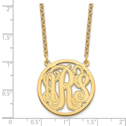 Vergoldet Sterlingsilber /gold Geätzt Rund Monogramm Halskette
