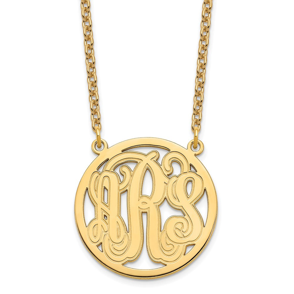 Vergoldet Sterlingsilber /gold Geätzt Rund Monogramm Halskette
