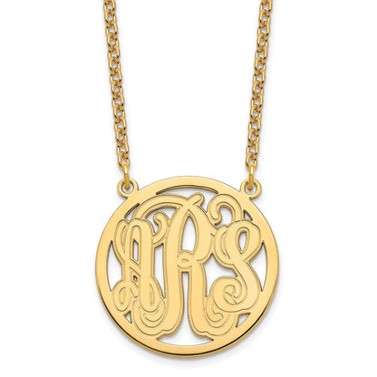 Vergoldet Sterlingsilber /gold Geätzt Rund Monogramm Halskette