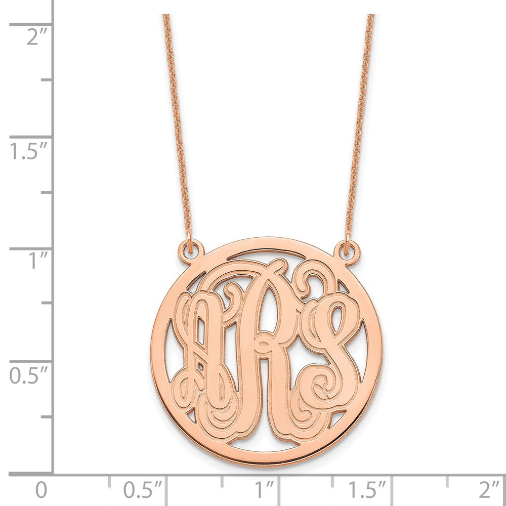 14K Roségold Geätzt Rund Monogramm Halskette