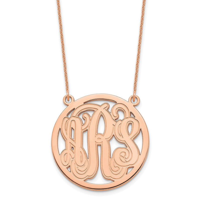 14K Roségold Geätzt Rund Monogramm Halskette