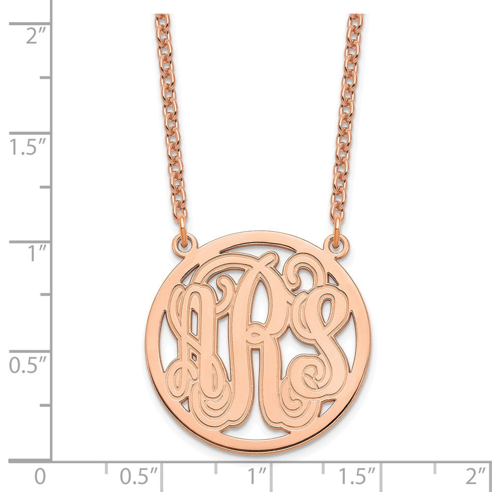 Roségoldbeschichtet Sterlingsilber /rose Geätzt Rund Monogramm Halskette