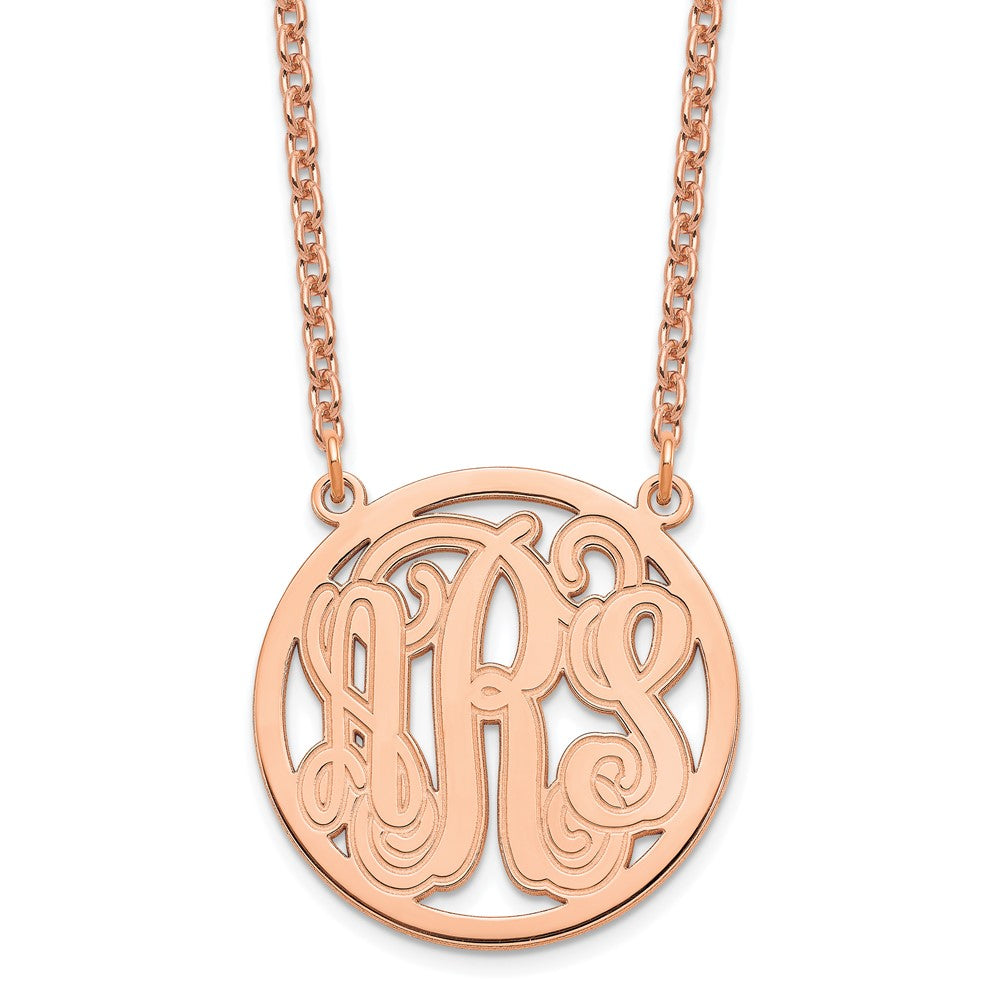 Roségoldbeschichtet Sterlingsilber /rose Geätzt Rund Monogramm Halskette