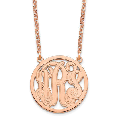 Roségoldbeschichtet Sterlingsilber /rose Geätzt Rund Monogramm Halskette