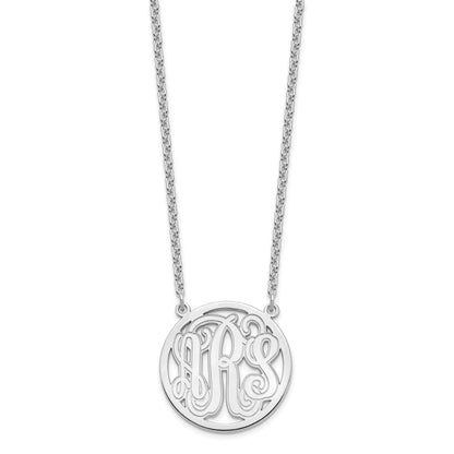 Sterlingsilber Silber/rhodiniert Geätzt Rund Monogramm Halskette