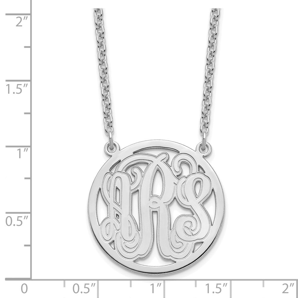 Sterlingsilber Silber/rhodiniert Geätzt Rund Monogramm Halskette