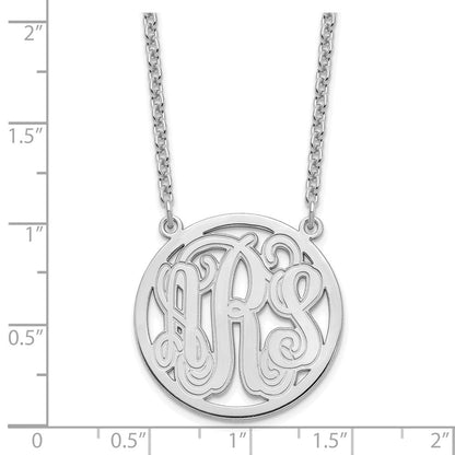 Sterlingsilber Silber/rhodiniert Geätzt Rund Monogramm Halskette