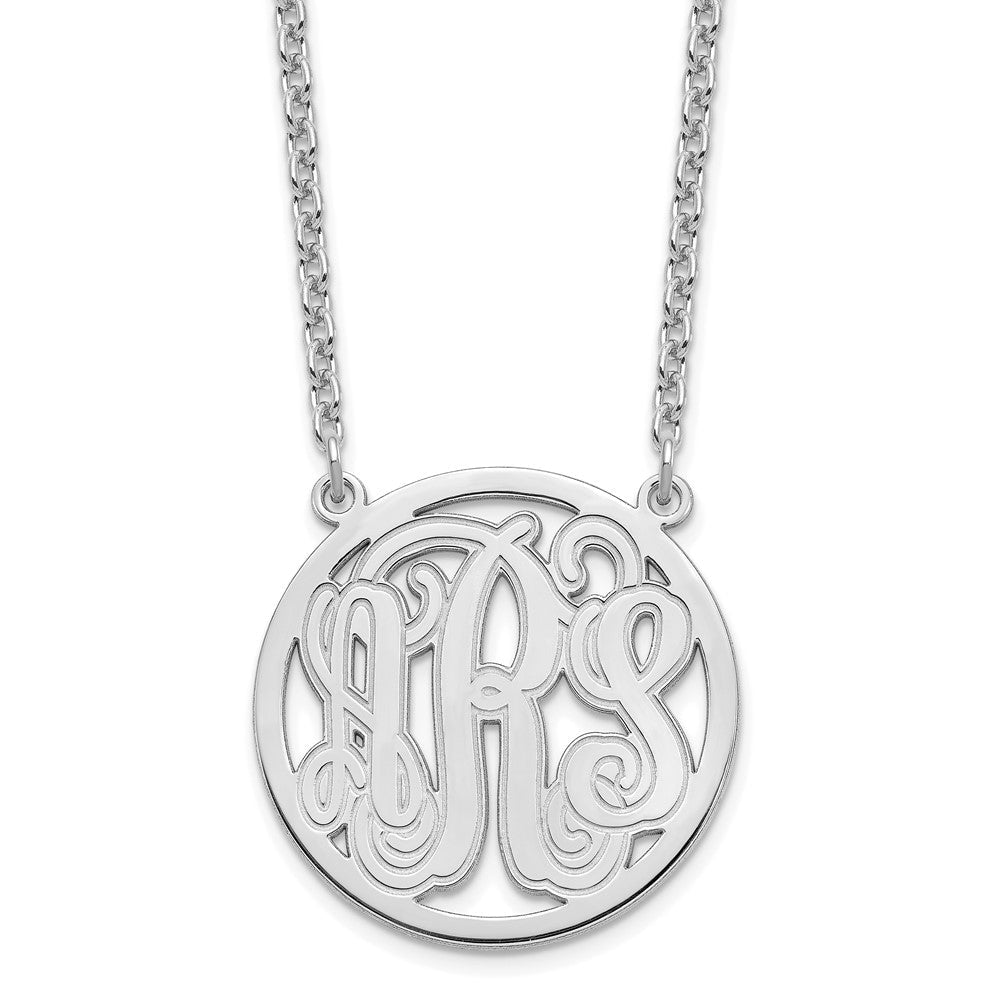 Sterlingsilber Silber/rhodiniert Geätzt Rund Monogramm Halskette