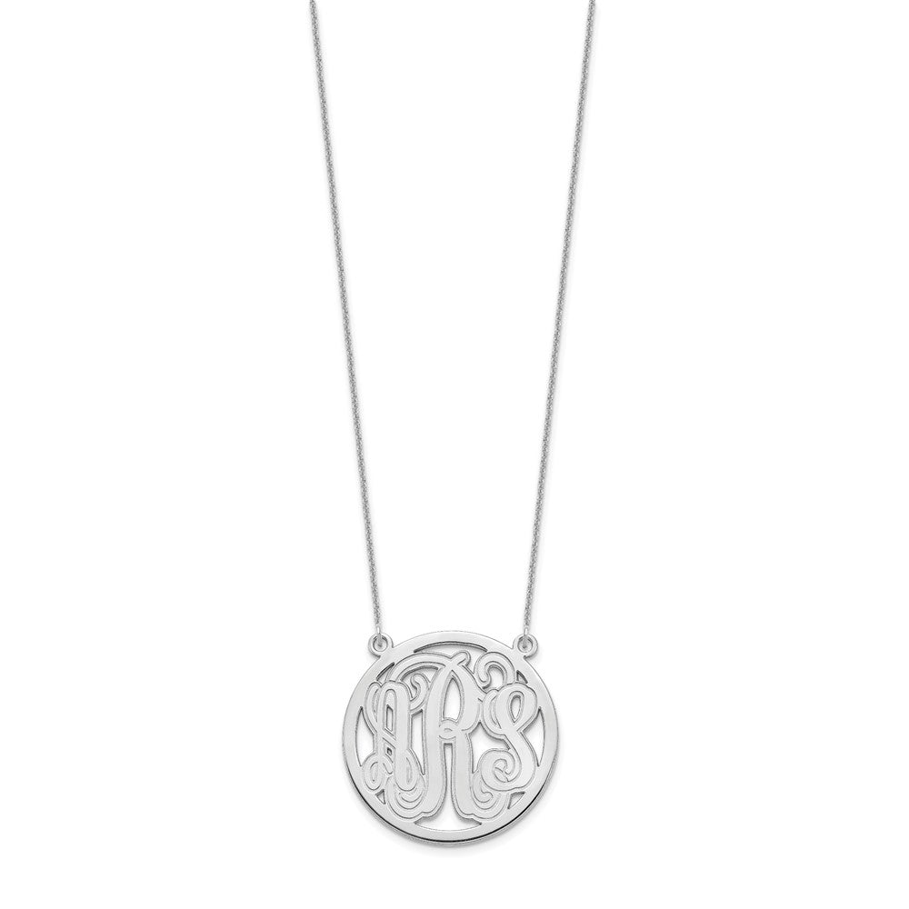 14K Weißgold Geätzt Rund Monogramm Halskette