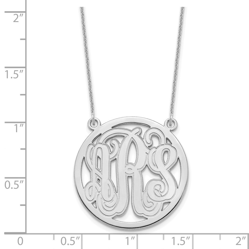 14K Weißgold Geätzt Rund Monogramm Halskette