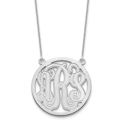 14K Weißgold Geätzt Rund Monogramm Halskette