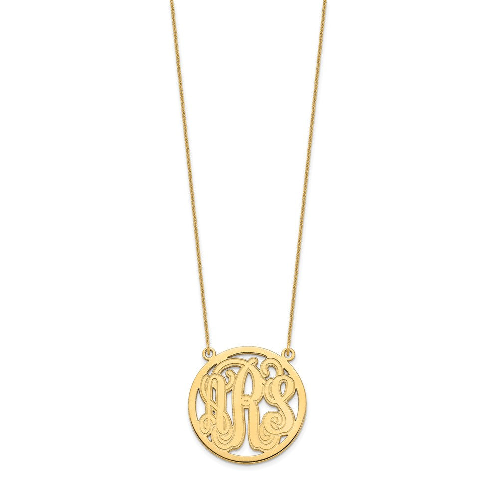 14K Gelbgold Geätzt Rund Monogramm Halskette