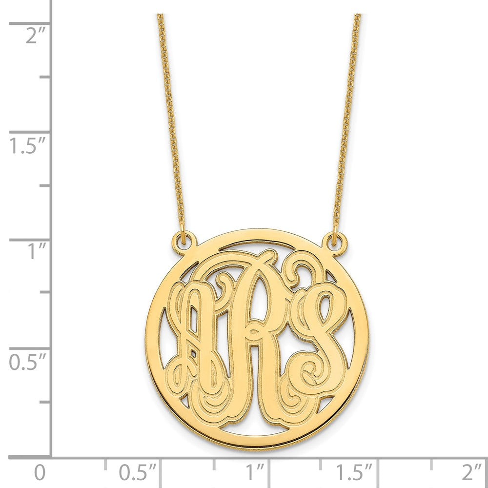 14K Gelbgold Geätzt Rund Monogramm Halskette