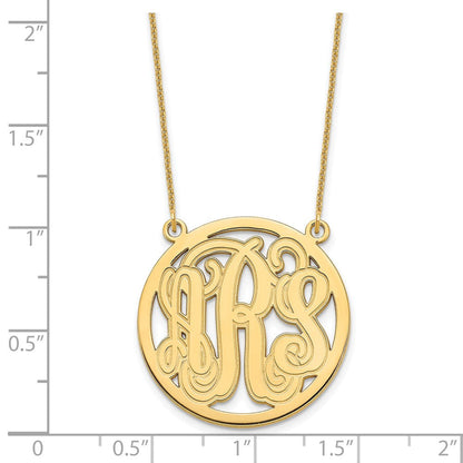 14K Gelbgold Geätzt Rund Monogramm Halskette