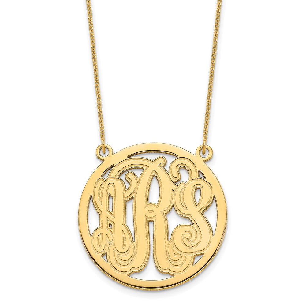 14K Gelbgold Geätzt Rund Monogramm Halskette
