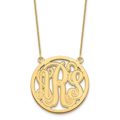 14K Gelbgold Geätzt Rund Monogramm Halskette
