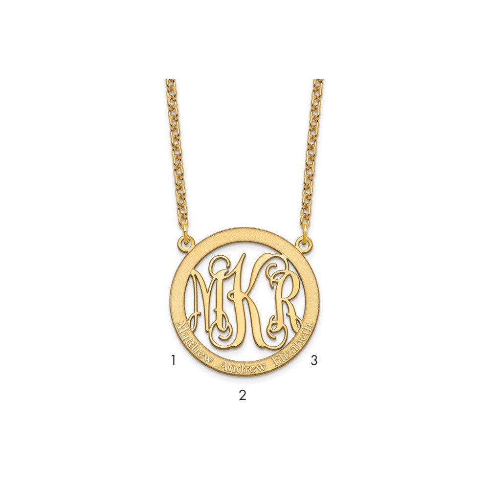 Vergoldet Sterlingsilber /gold Klein Familie Monogramm Halskette