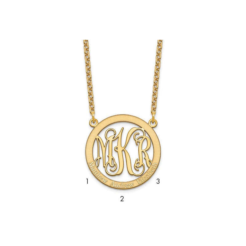 Vergoldet Sterlingsilber /gold Klein Familie Monogramm Halskette
