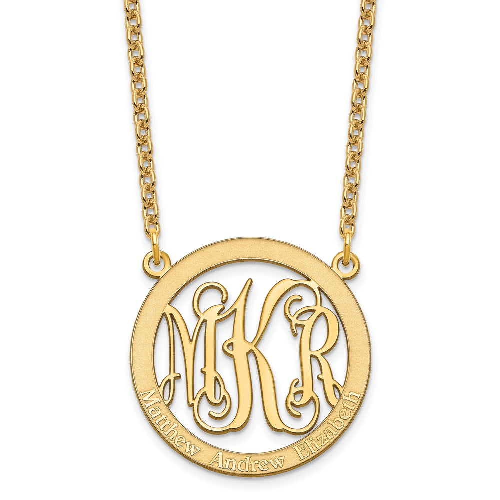 Vergoldet Sterlingsilber /gold Klein Familie Monogramm Halskette
