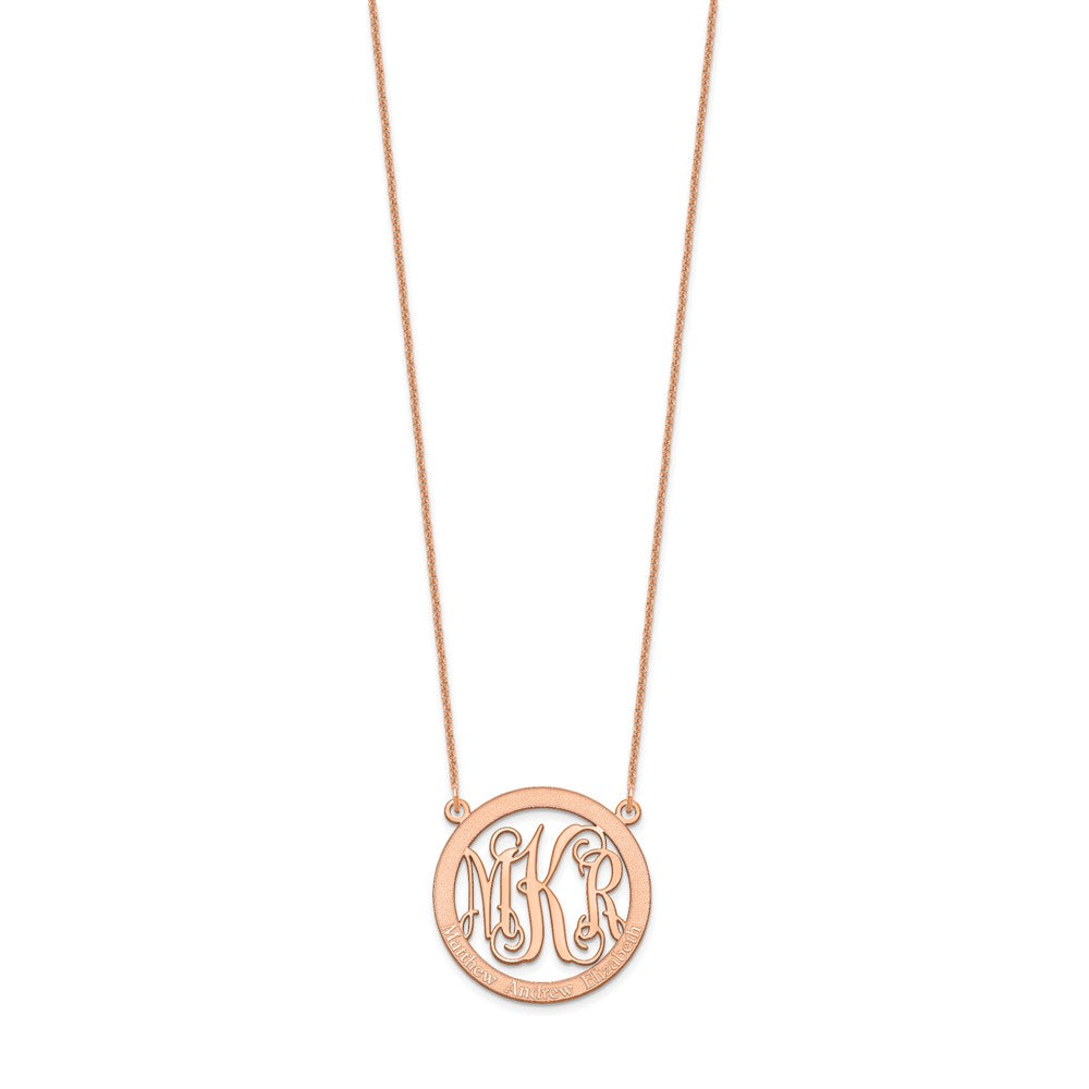 14K Roségold Klein Familie Monogramm Halskette