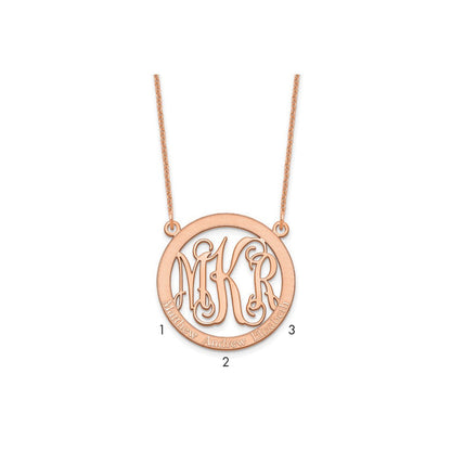 14K Roségold Klein Familie Monogramm Halskette