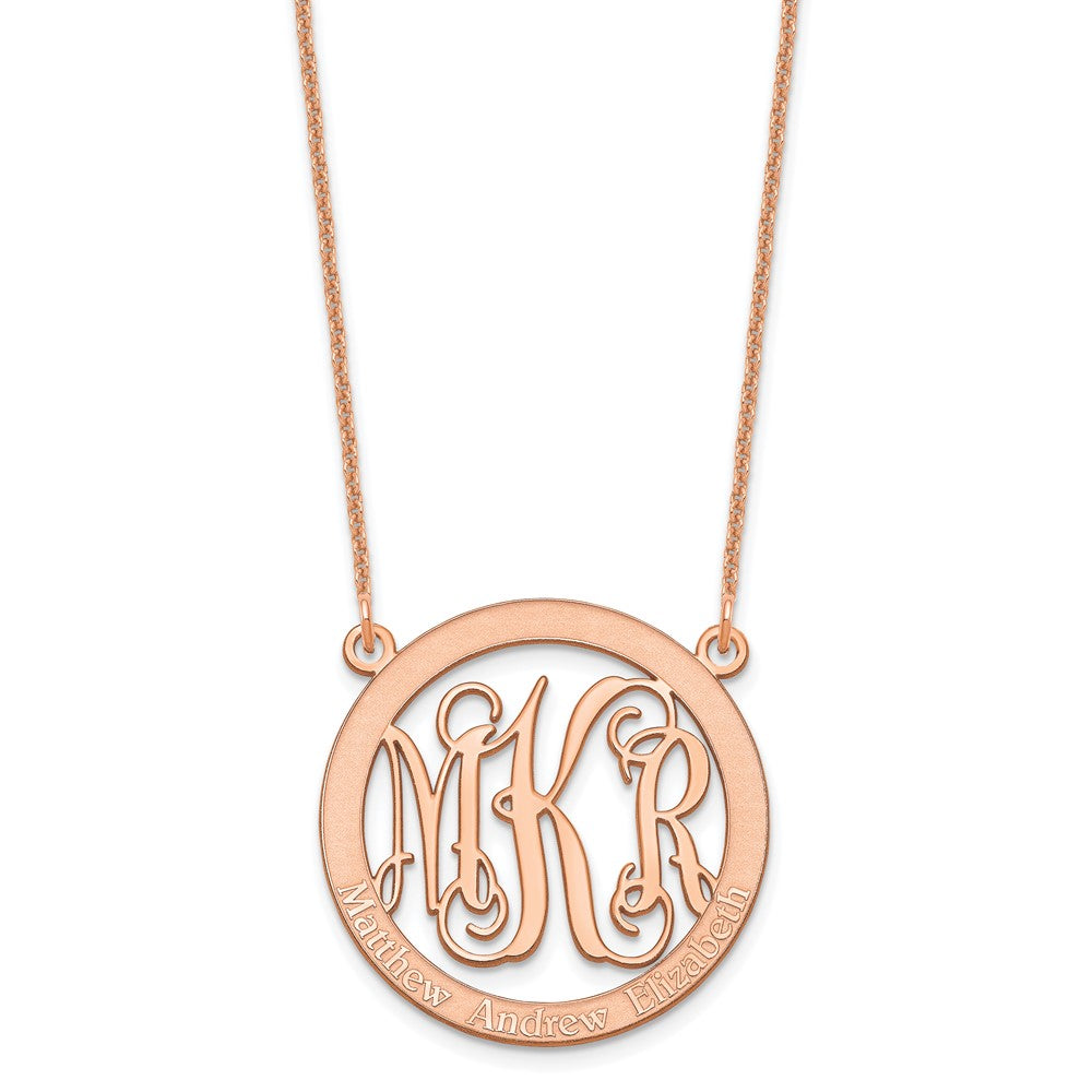 14K Roségold Klein Familie Monogramm Halskette