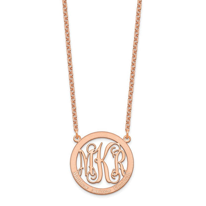 Roségoldbeschichtet Sterlingsilber /rose Klein Familie Monogramm Halskette