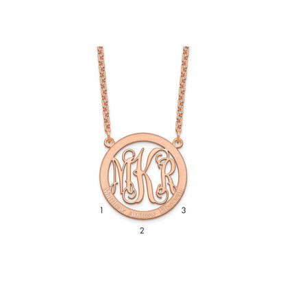 Roségoldbeschichtet Sterlingsilber /rose Klein Familie Monogramm Halskette