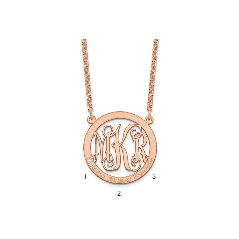 Roségoldbeschichtet Sterlingsilber /rose Klein Familie Monogramm Halskette