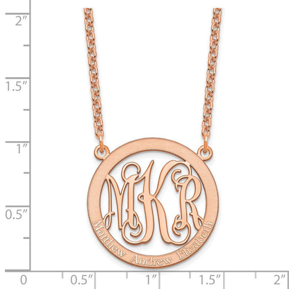 Roségoldbeschichtet Sterlingsilber /rose Klein Familie Monogramm Halskette
