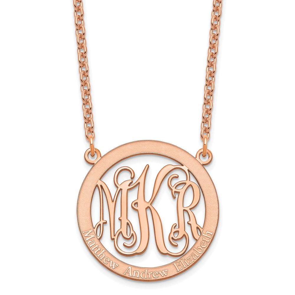 Roségoldbeschichtet Sterlingsilber /rose Klein Familie Monogramm Halskette