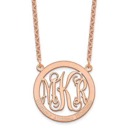 Roségoldbeschichtet Sterlingsilber /rose Klein Familie Monogramm Halskette