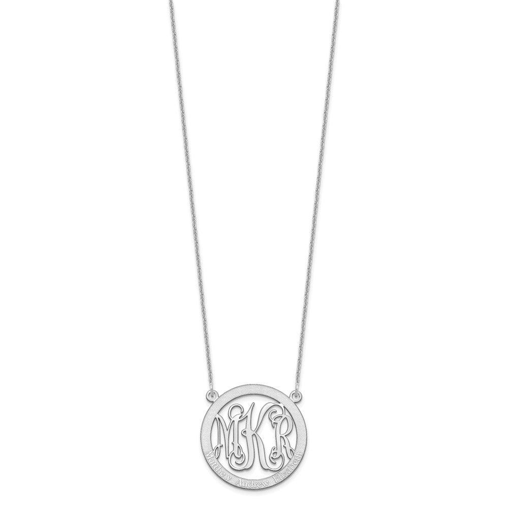 14K Weißgold Klein Familie Monogramm Halskette