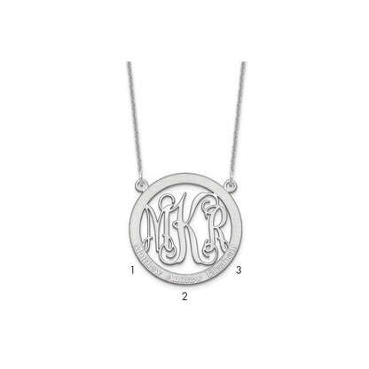 14K Weißgold Klein Familie Monogramm Halskette